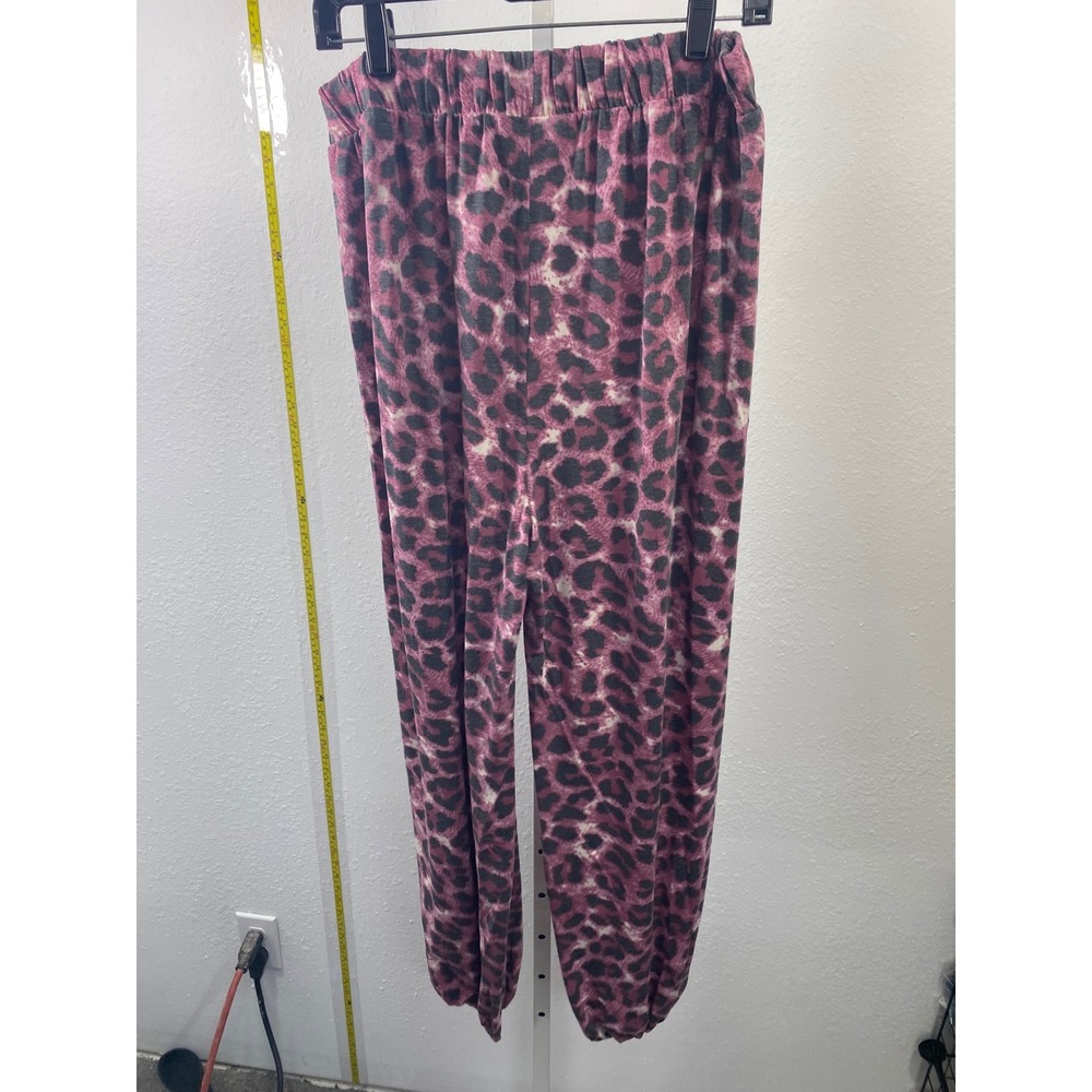 Zenana Pink Leopard Print Joggers Elastic Waist Animal Print Lounge Pants XL